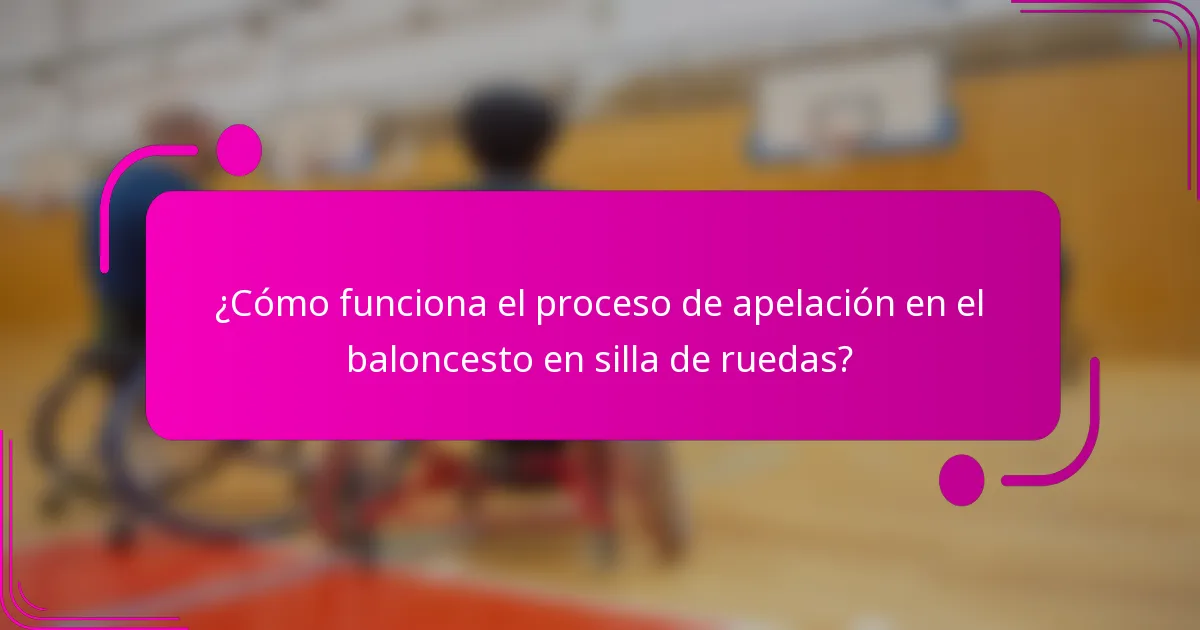 ¿Cómo funciona el proceso de apelación en el baloncesto en silla de ruedas?