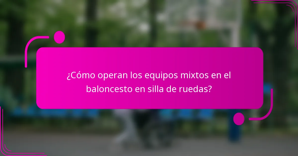 ¿Cómo operan los equipos mixtos en el baloncesto en silla de ruedas?