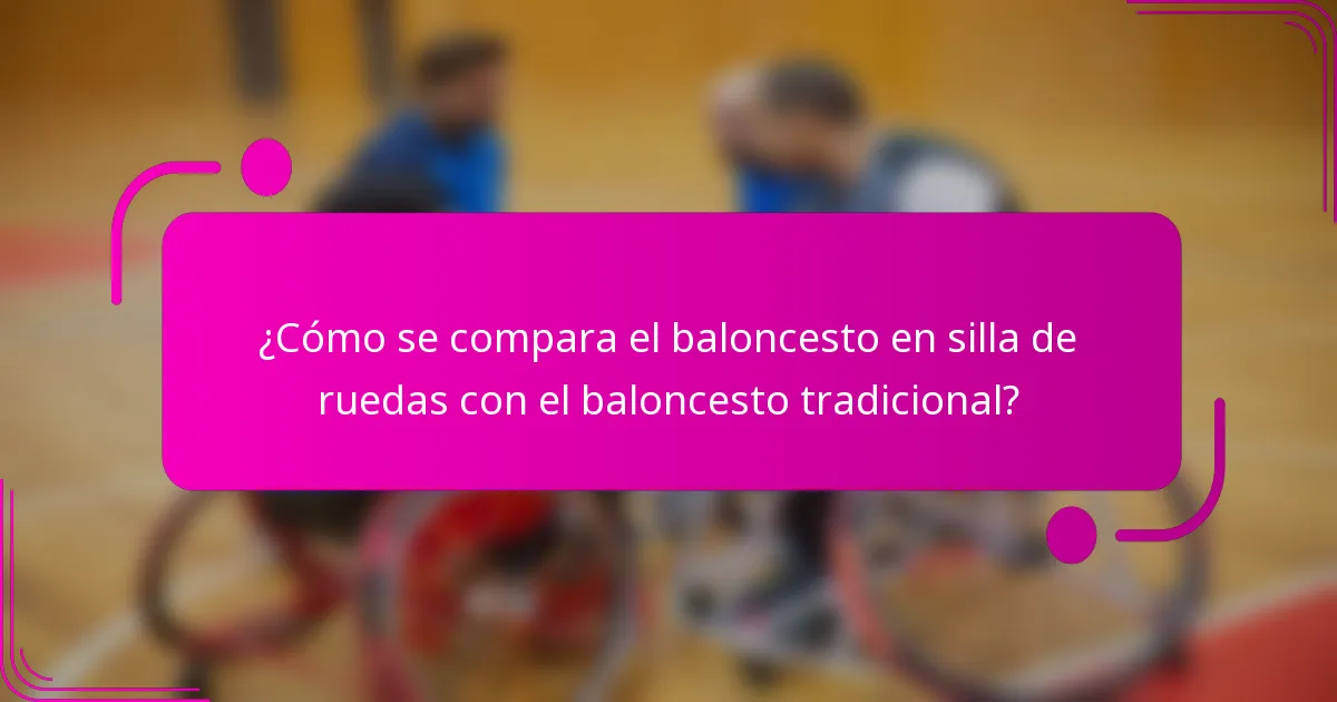 ¿Cómo se compara el baloncesto en silla de ruedas con el baloncesto tradicional?