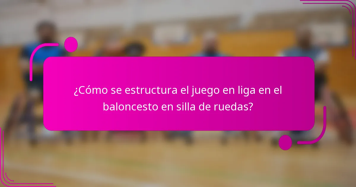 ¿Cómo se estructura el juego en liga en el baloncesto en silla de ruedas?