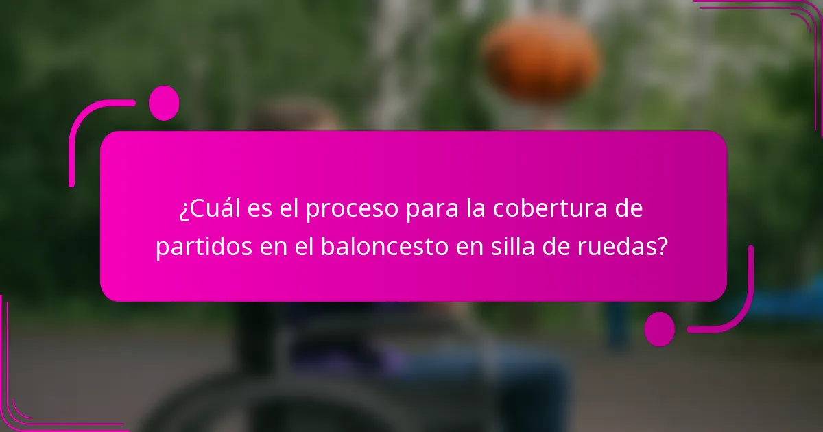 ¿Cuál es el proceso para la cobertura de partidos en el baloncesto en silla de ruedas?