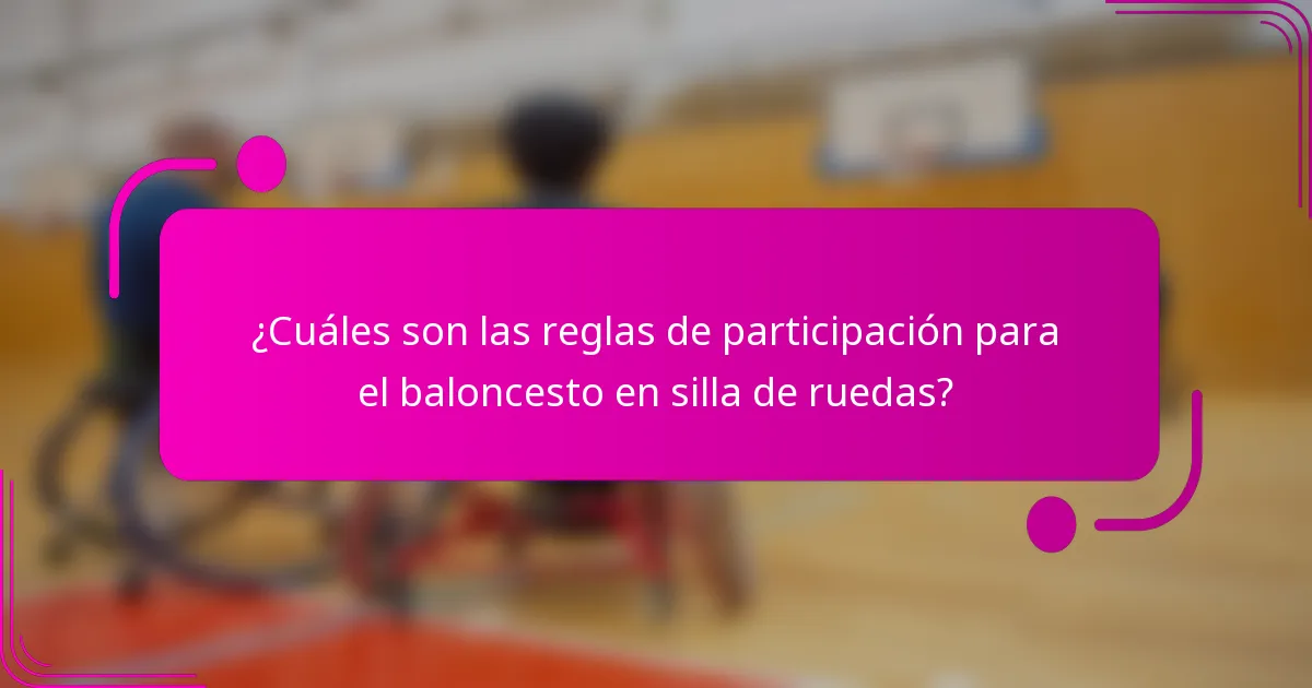 ¿Cuáles son las reglas de participación para el baloncesto en silla de ruedas?