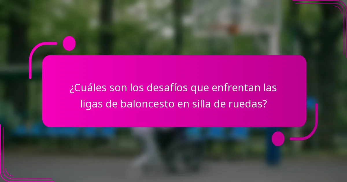 ¿Cuáles son los desafíos que enfrentan las ligas de baloncesto en silla de ruedas?