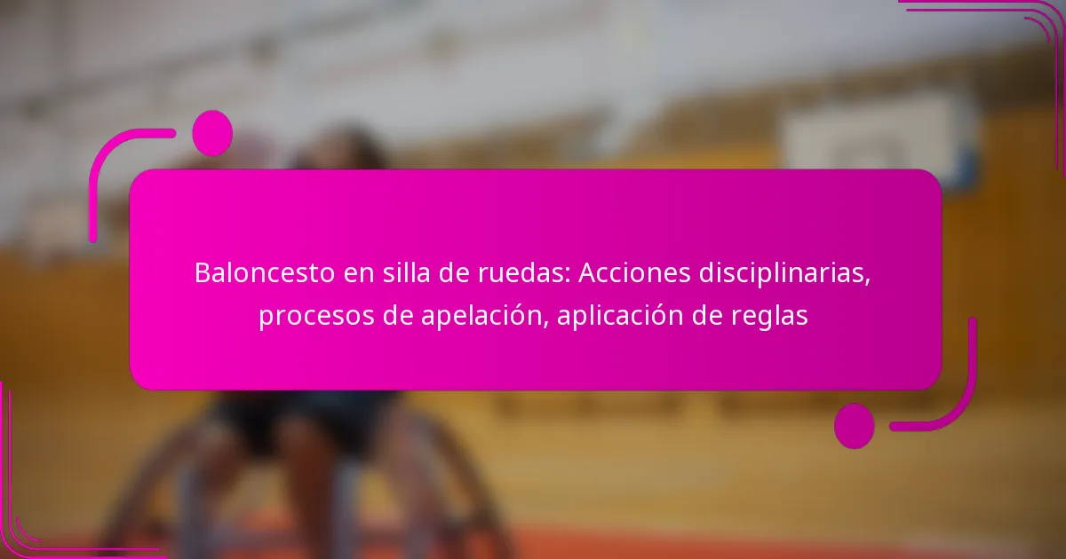 Baloncesto en silla de ruedas: Acciones disciplinarias, procesos de apelación, aplicación de reglas