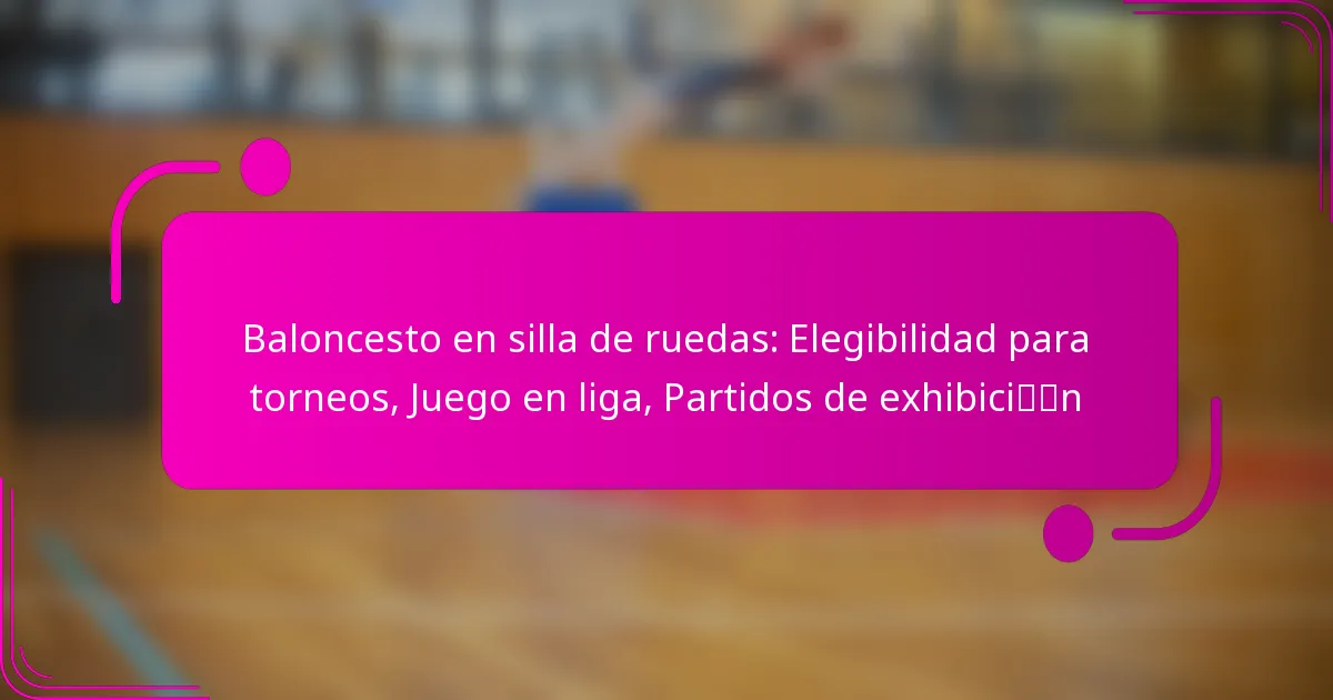 Baloncesto en silla de ruedas: Elegibilidad para torneos, Juego en liga, Partidos de exhibición