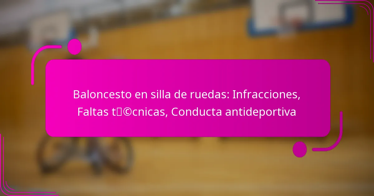 Baloncesto en silla de ruedas: Infracciones, Faltas técnicas, Conducta antideportiva