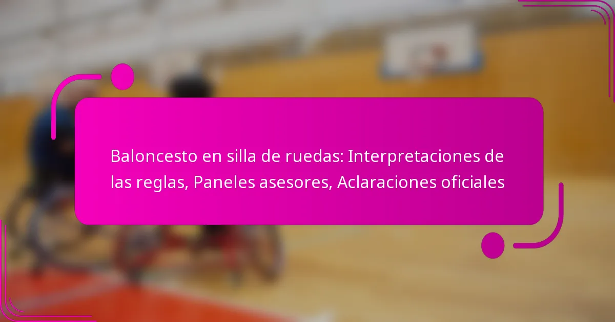 Baloncesto en silla de ruedas: Interpretaciones de las reglas, Paneles asesores, Aclaraciones oficiales