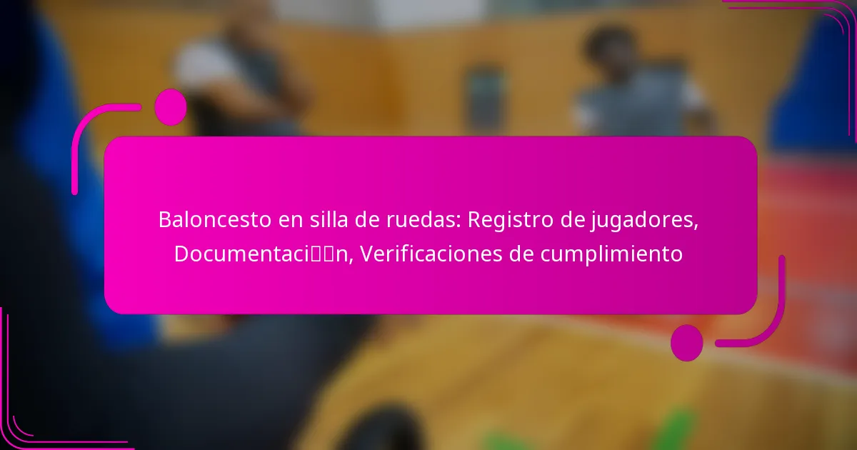 Baloncesto en silla de ruedas: Registro de jugadores, Documentación, Verificaciones de cumplimiento