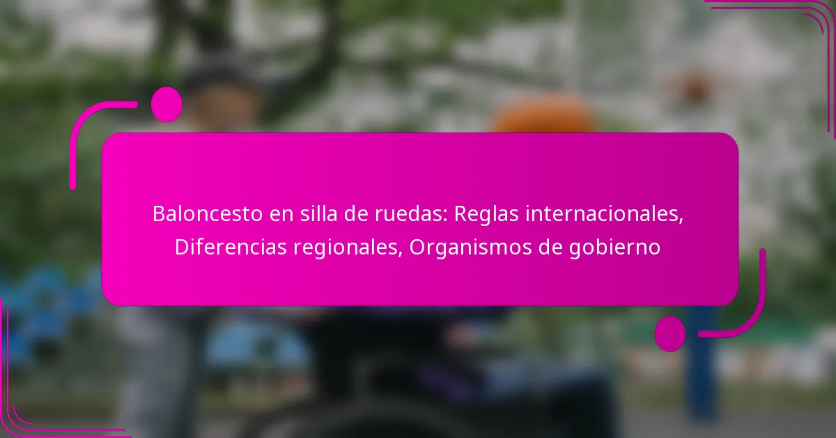 Baloncesto en silla de ruedas: Reglas internacionales, Diferencias regionales, Organismos de gobierno