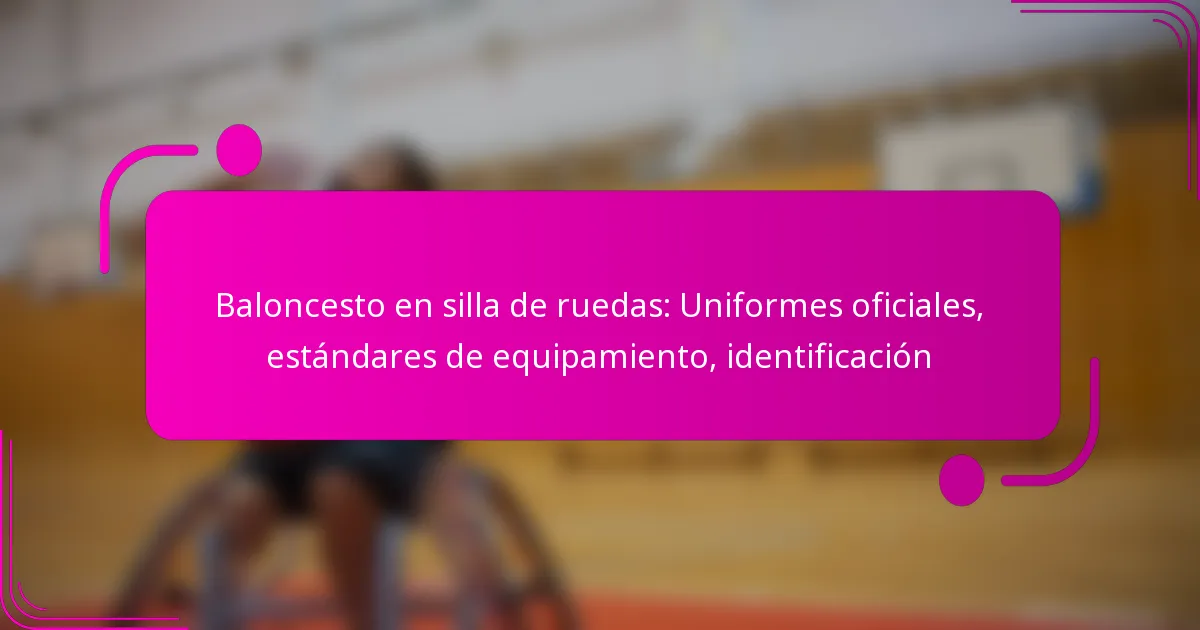 Baloncesto en silla de ruedas: Uniformes oficiales, estándares de equipamiento, identificación