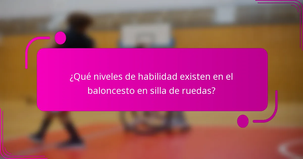 ¿Qué niveles de habilidad existen en el baloncesto en silla de ruedas?