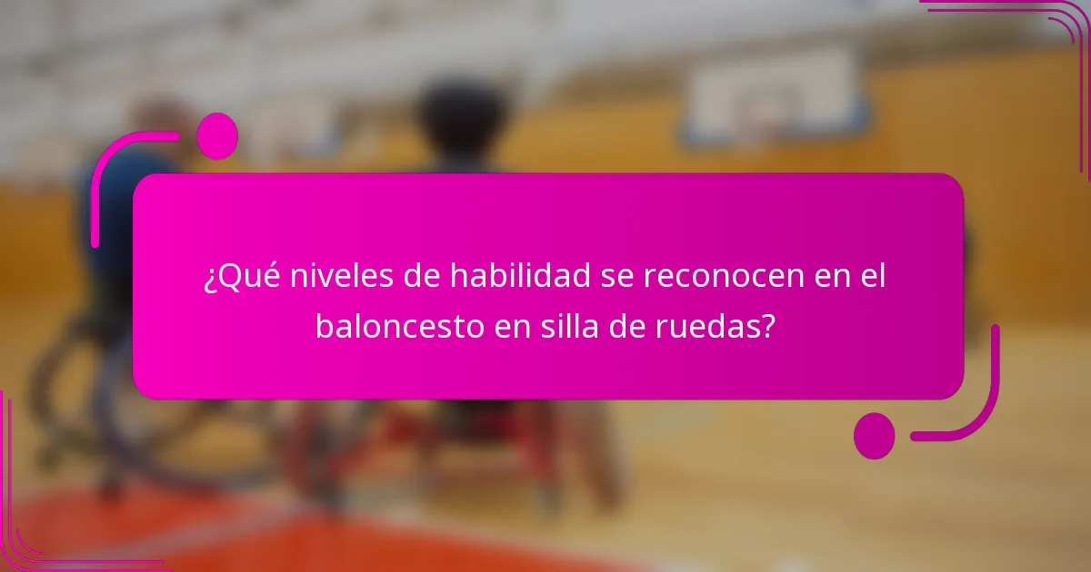 ¿Qué niveles de habilidad se reconocen en el baloncesto en silla de ruedas?