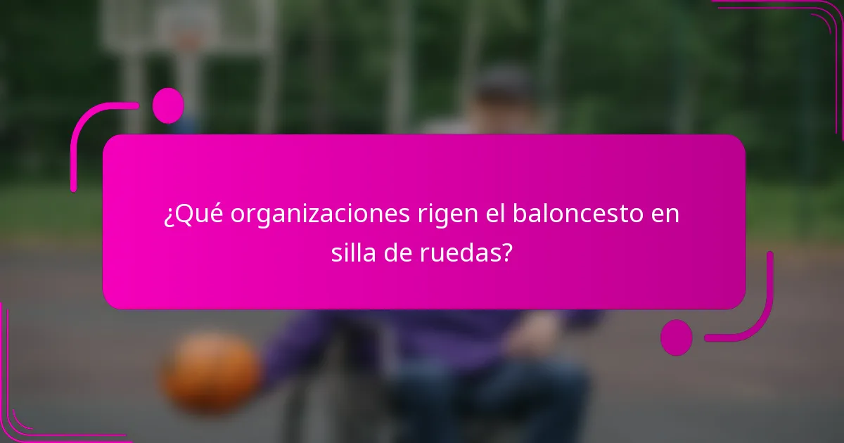 ¿Qué organizaciones rigen el baloncesto en silla de ruedas?